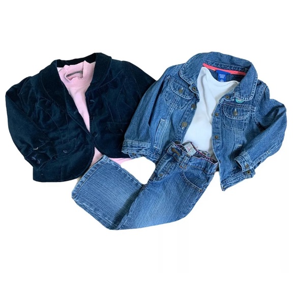 Girls Clothing Lot 24 Months Denim Jeans Jacket Kenneth Cole Velvet Sweater Levi - Picture 2 of 8